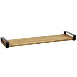 VASSOIO DA PORTATA RETTANGOLARE BASE IN LEGNO CON MANICI IN METALLO ARREDO TAVOLA CUCINA