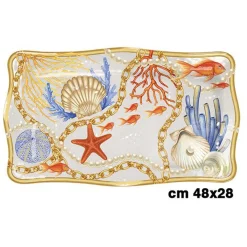 VASSOIO DA TAVOLA CENTROTAVOLA CONCHIGLIE CORALLI STILE MARINO SVUOTA TASCHE