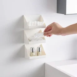 VASSOIO MULTIUSO ARMADIETTO ORGANIZZATORE ACCESSORI BAGNO TRUCCO BIANCO 227X77X83MM 10854