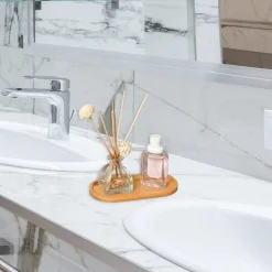 VASSOIO MULTIUSO IN BAMBÙ DECORATIVO ORGANIZER OVALE PER CUCINA BAGNO 17.5X9CM 10851