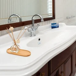 VASSOIO MULTIUSO IN BAMBÙ DECORATIVO ORGANIZER OVALE PER CUCINA BAGNO 17.5X9CM 10851