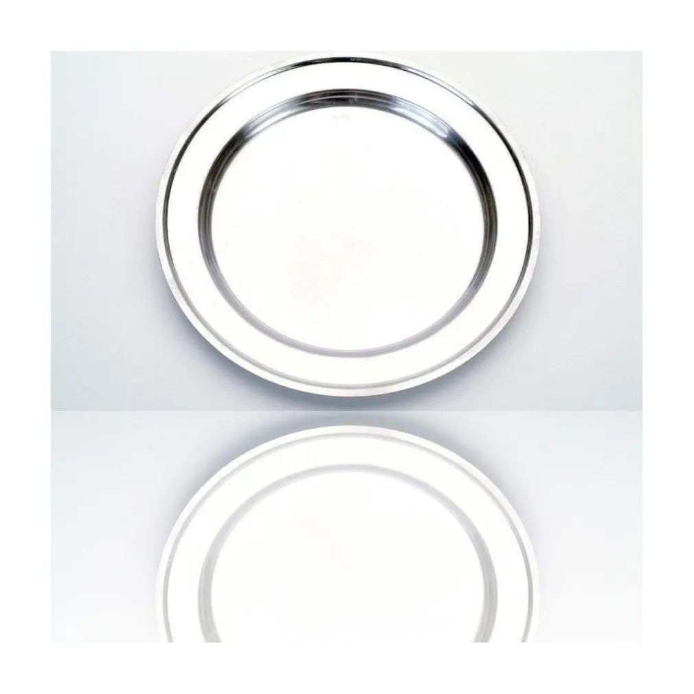 VASSOIO PIATTO TONDO IN ACCIAIO INOX PORTATA CUCINA DIAMETRO 32CM