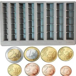 VASSOIO PORTA MONETE DIVISORE CLASSIFICATORE SOLDI IN PLASTICA CON 8 SETTORI