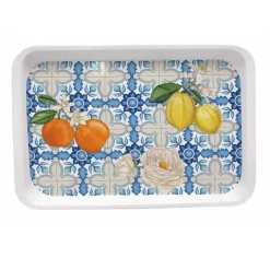 VASSOIO PORTATA IN MELAMMINA 30 X 19CM FANTASIA MEDITERRANEO CUCINA CAFFE' DOLCI