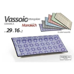 VASSOIO RETTANGOLARE MARRAKECH 29X16X2CM DELUXE MULTIUSO 6 COLORI CERAMICA 771675