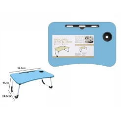 VASSOIO SCRIVANIA PIEGHEVOLE TAVOLINO TAVOLO PC SLOT TABLET TAZZA AZZURRO 71366