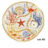 VASSOIO TONDO CON CONCHIGLIE E CORALLI STILE MARINO CENTROTAVOLA DIAMETRO 40 CM