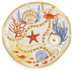 VASSOIO TONDO CON CONCHIGLIE E CORALLI STILE MARINO CENTROTAVOLA DIAMETRO 40 CM