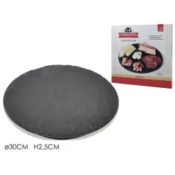 VASSOIO TONDO IN ARDESIA GIREVOLE TAGLIERE NERO Ø30CM PIETRA NATURALE DA SUSHI RISTORANTE