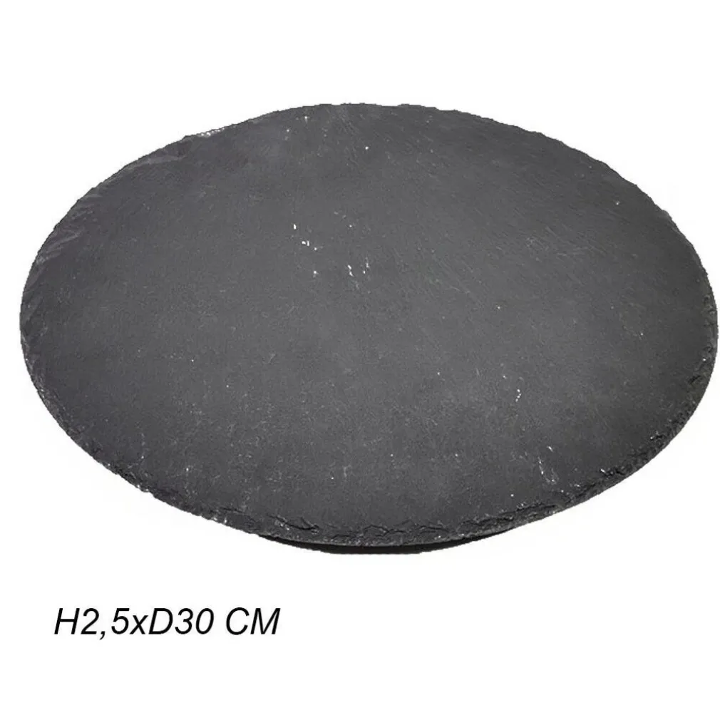 VASSOIO TONDO IN ARDESIA GIREVOLE TAGLIERE NERO Ø30CM PIETRA NATURALE DA SUSHI RISTORANTE