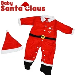VESTITO BABBO NATALE BABY VESTITINO COMPLETINO COSTUME PER BAMBINI PILE ROSSO