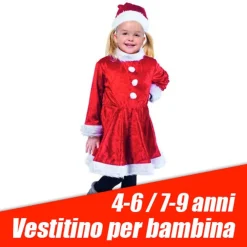 VESTITO COMPLETO ABITO NATALIZIO PER BAMBINI E BAMBINE 4-6/7-9 ANNI ROSSO