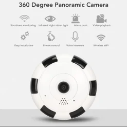 VIDEOCAMERA V380S IP SORVEGLIANZA PANORAMICA VR CAM 360° WIFI TELECAMERA