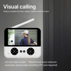 VIDEOCITOFONO WIRELESS TELECAMERA SCHERMO IPS 4,3