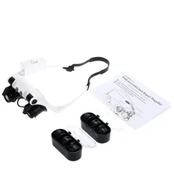 VISIERA OCCHIALI LENTE INGRANDIMENTO PRECISIONE CON 2 LED 4 LENTI LUCE 9892GJ-3A