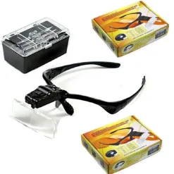 VISIERA OCCHIALI LENTE LENTI DI INGRANDIMENTO LED TORCIA 5 LENTI 2 LUCI LED