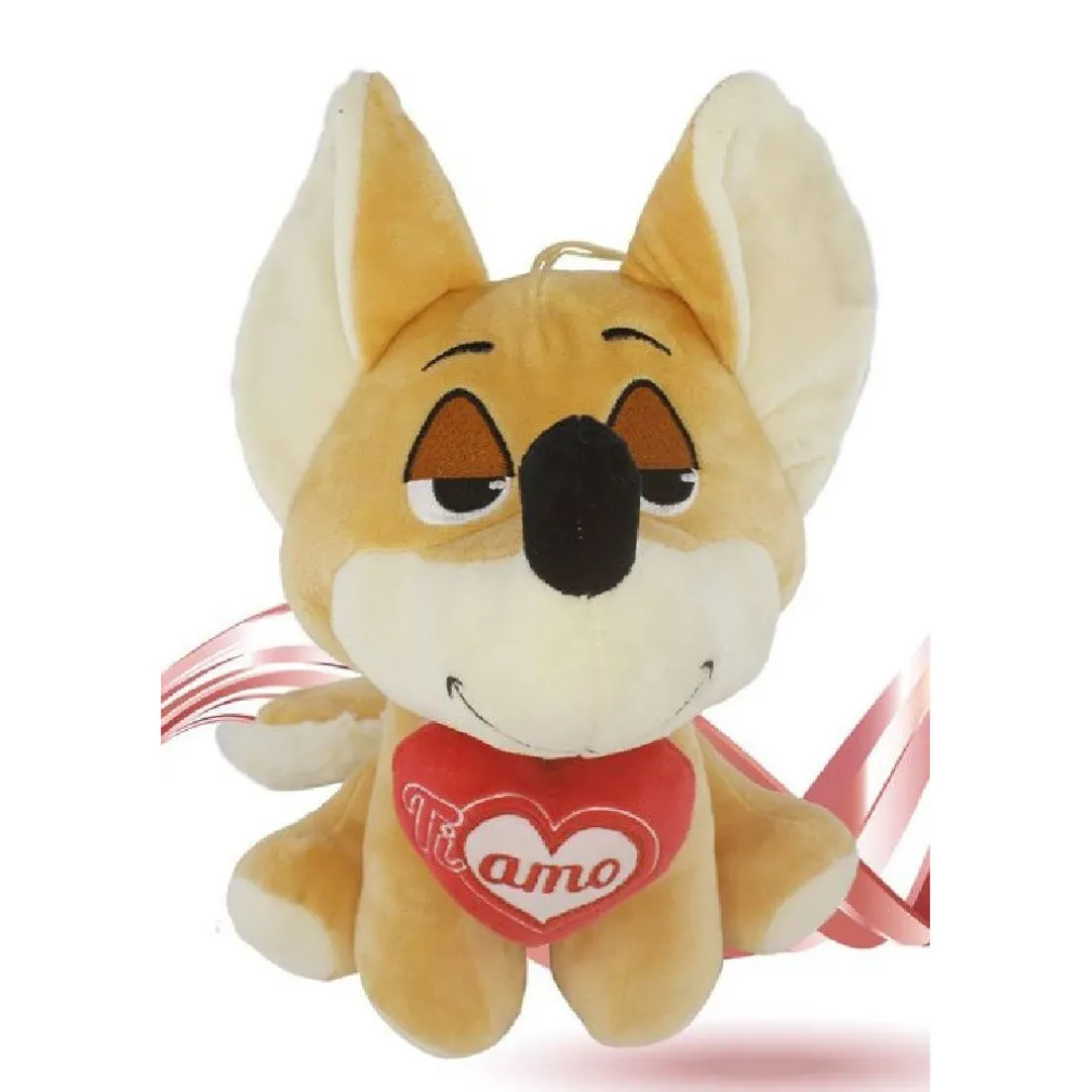 VOLPE 30 CM PELUCHE CON CUORE TI AMO IDEA REGALO SAN VALENTINO COLORI ASS. 92454