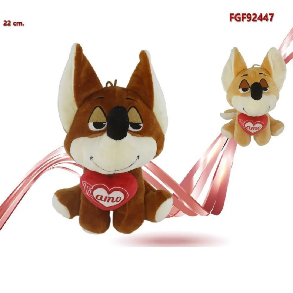 VOLPE PELUCHE 22 CM CON CUORE TI AMO IDEA REGALO SAN VALENTINO COL. ASS. 92447