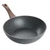 WOK PADELLA RIVESTIMENTO ANTIADERENTE ANTIGRAFFIO PER INDUZIONE MANICO LEGNO Ø24CM 043082M