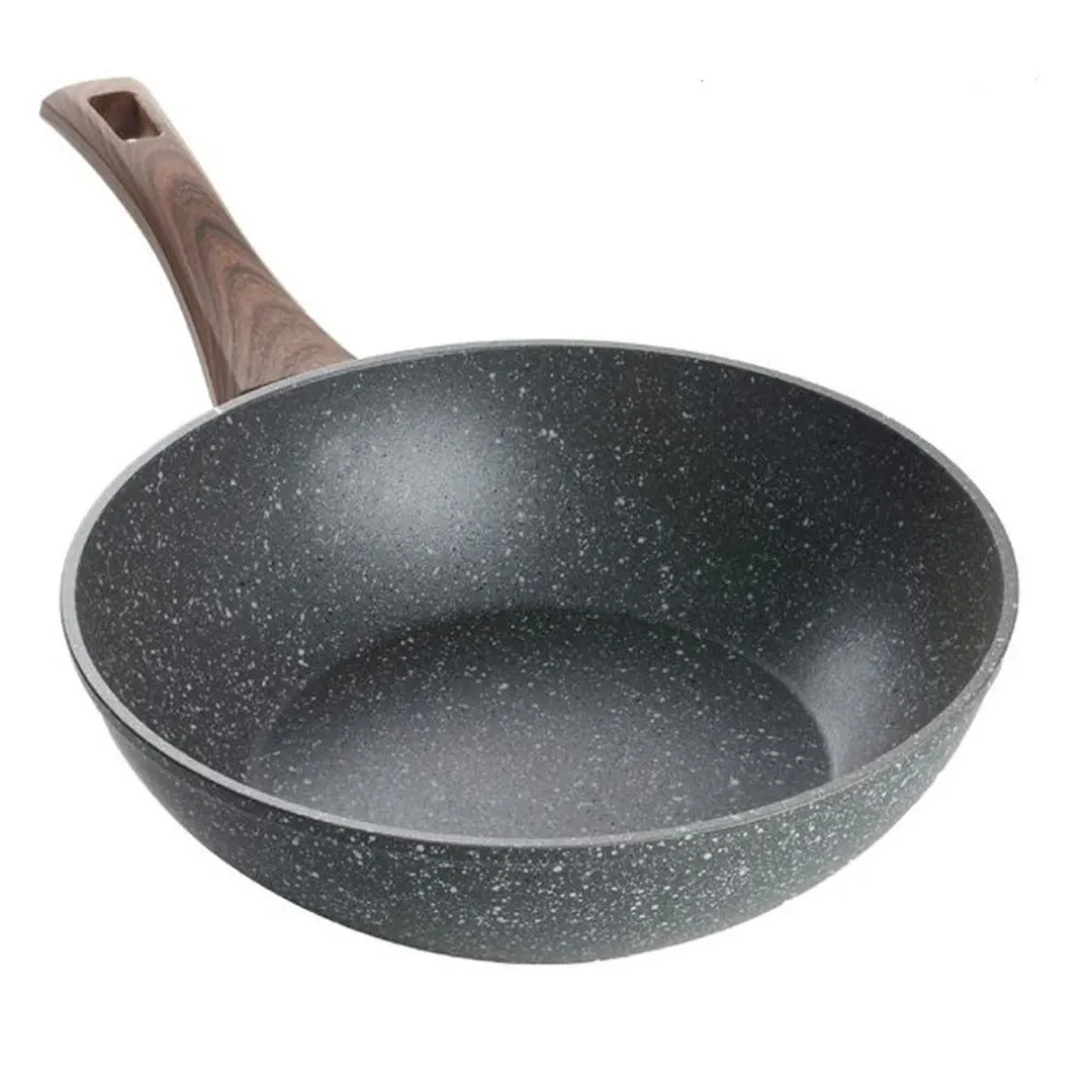 WOK PADELLA RIVESTIMENTO ANTIADERENTE ANTIGRAFFIO PER INDUZIONE MANICO LEGNO Ø24CM 043082M
