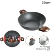 WOK RIVESTIMENTO ANTIADERENTE ANTIGRAFFIO PER INDUZIONE CON 2 MANICI LEGNO Ø24-28-32CM